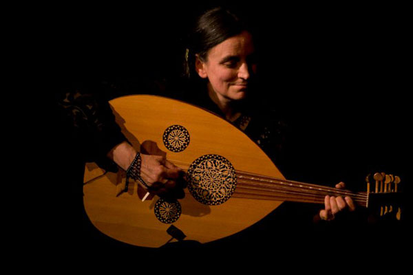 Cloudfire: Gretchen playing the oud, Gualala Arts Center, June, 2011 Cloudfire: Gretchen playing the oud, Gualala Arts Center, June, 2011